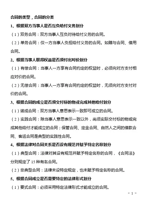 合同的类型
