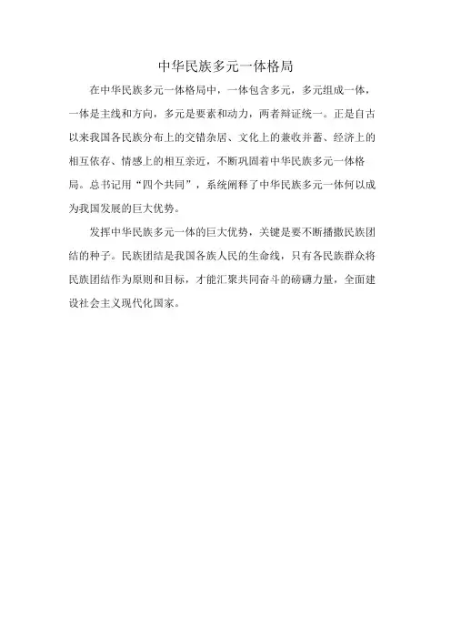 中华民族多元一体格局