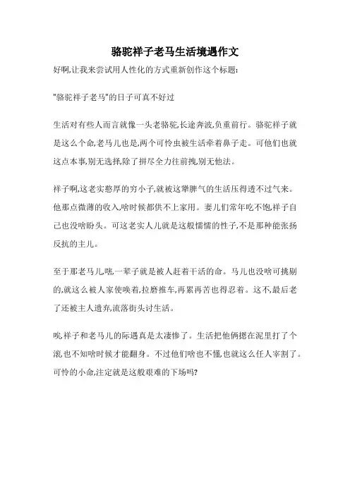 骆驼祥子老马生活境遇作文