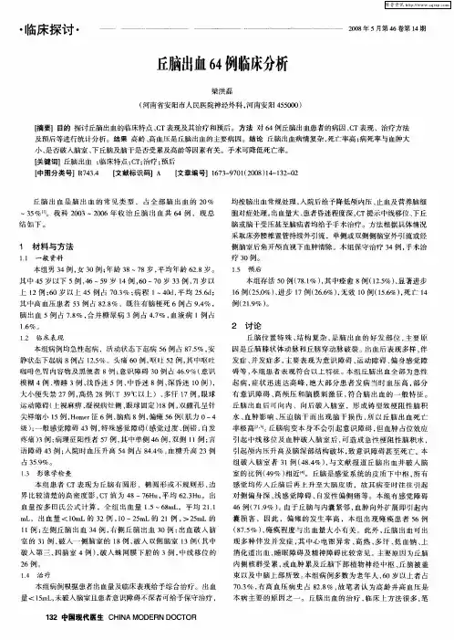 丘脑出血64例临床分析