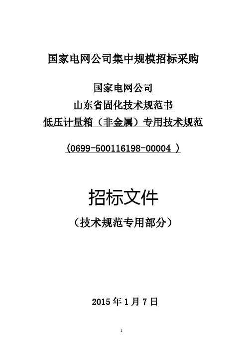 低压计量箱(非金属)技术规范专用部分
