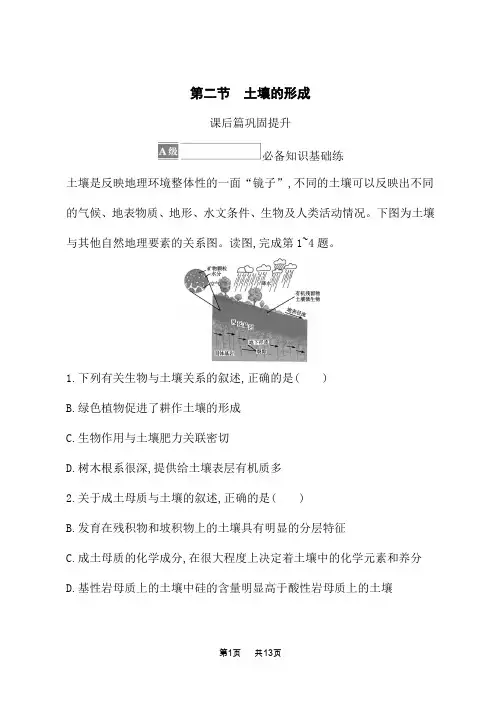 湘教版高中地理必修第1册 课后习题 第五章 第二节 土壤的形成