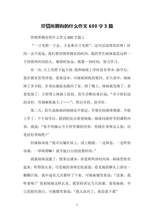 珍惜所拥有的什么作文600字3篇