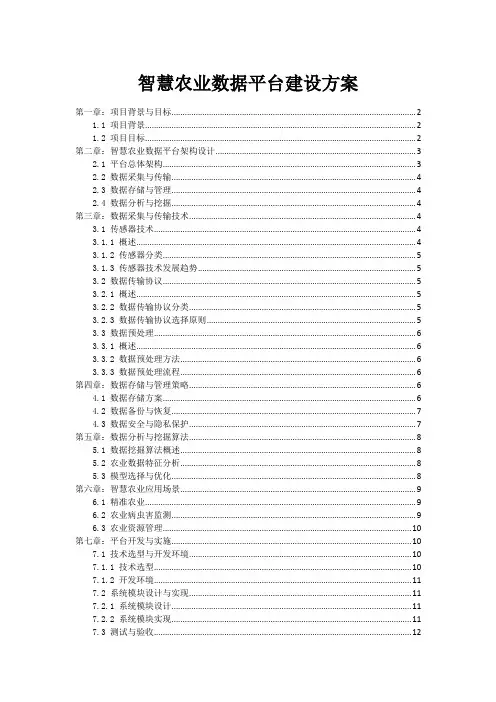 智慧农业数据平台建设方案