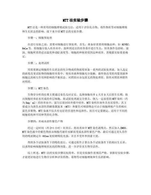 MTT法实验步骤