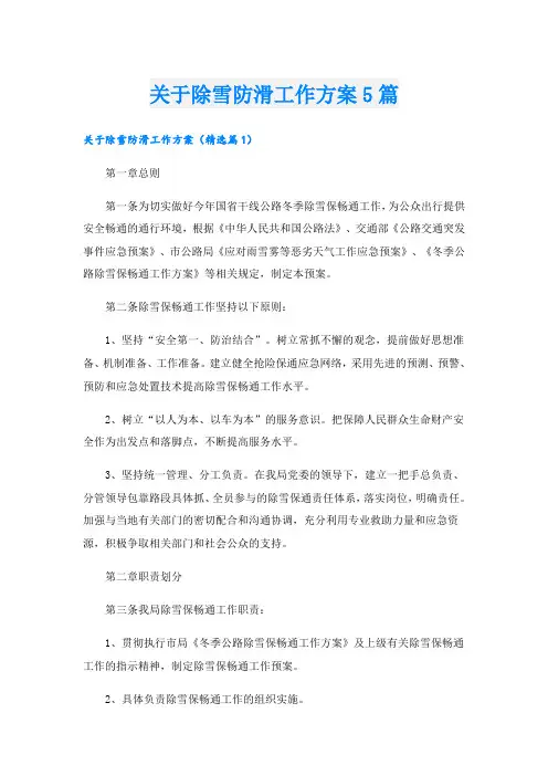 关于除雪防滑工作方案5篇
