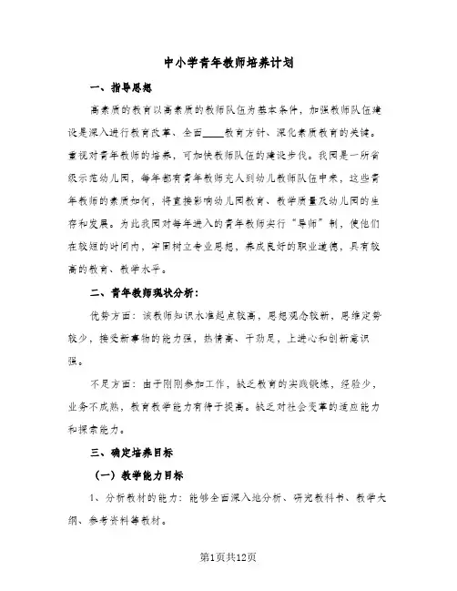 中小学青年教师培养计划(4篇)