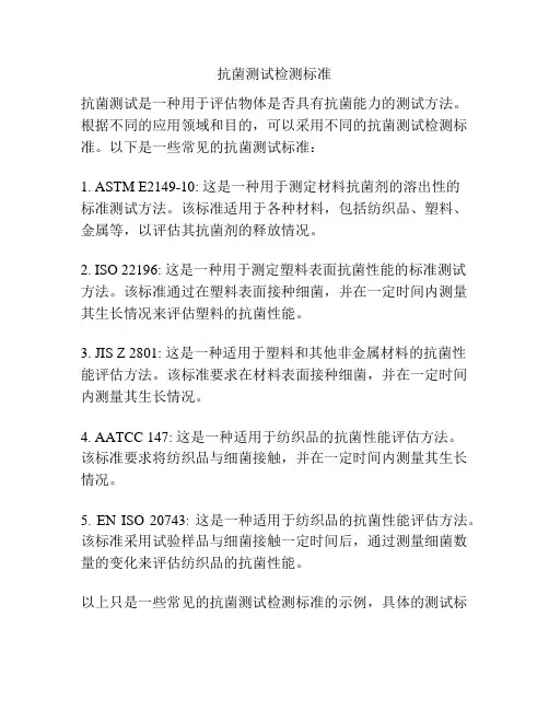 抗菌测试检测标准
