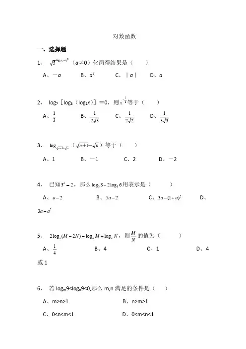 对数运算经典练习题