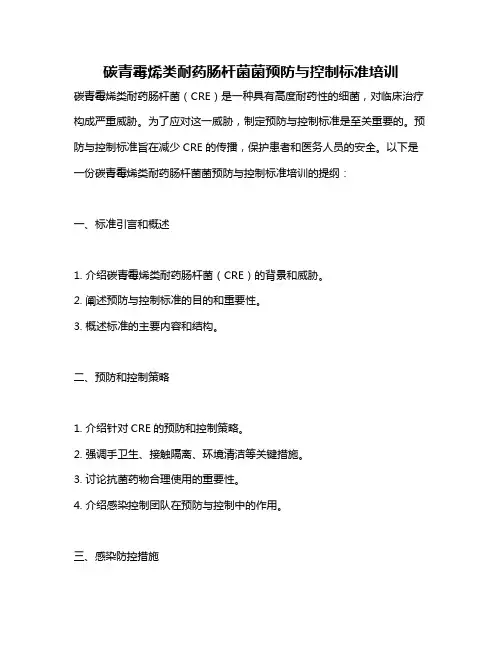碳青霉烯类耐药肠杆菌菌预防与控制标准培训