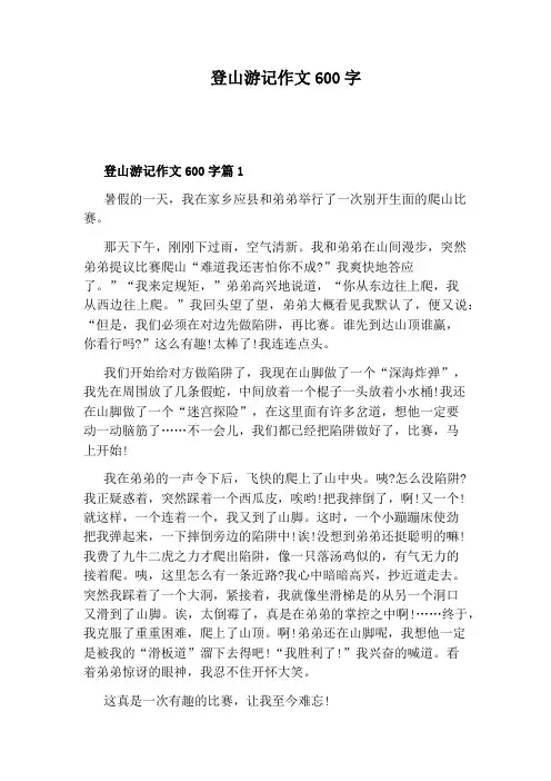 登山游记作文600字