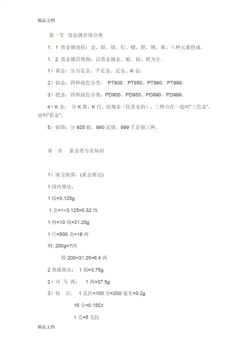 (整理)贵金属专业知识