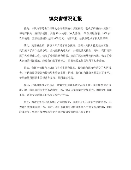 镇灾害情况汇报