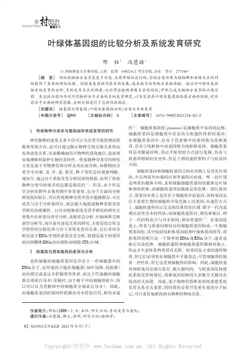 叶绿体基因组的比较分析及系统发育研究