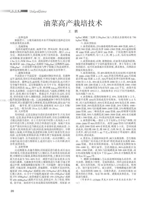 油菜高产栽培技术