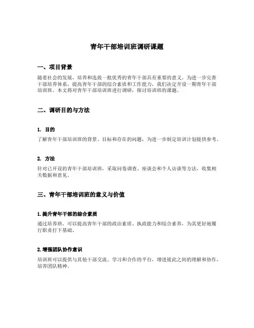 青年干部培训班调研课题
