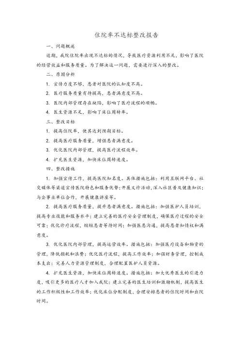 住院率不达标整改报告