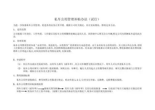私车公用管理补贴办法(试用版)