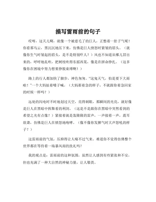 描写雷雨前的句子