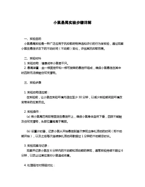 小鼠悬尾实验步骤
