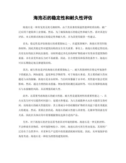 海泡石的稳定性和耐久性评估