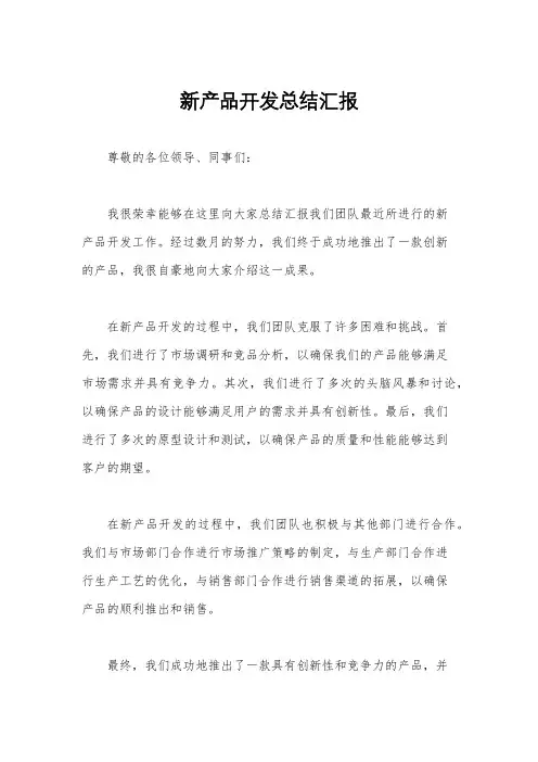 新产品开发总结汇报