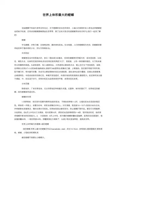 世界上体积最大的螳螂