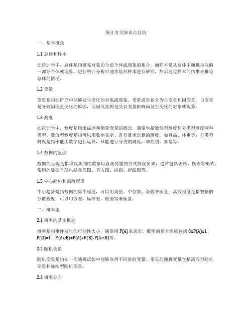 统计有关知识点总结