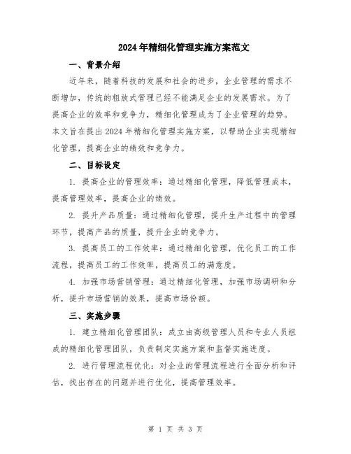 2024年精细化管理实施方案范文