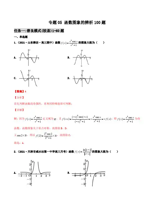 千题百炼- 函数图象的辨析100题(解析版)