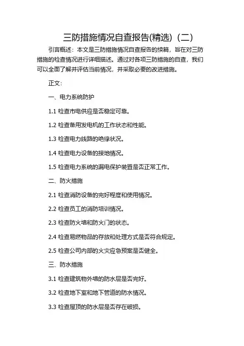 三防措施情况自查报告(精选)(二)