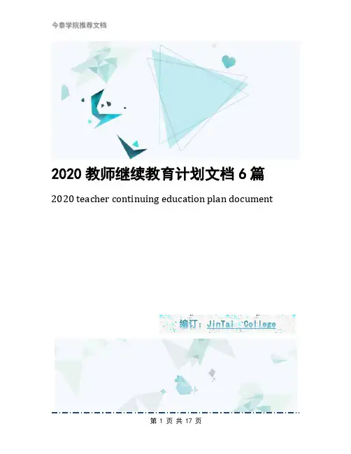 2020教师继续教育计划文档6篇