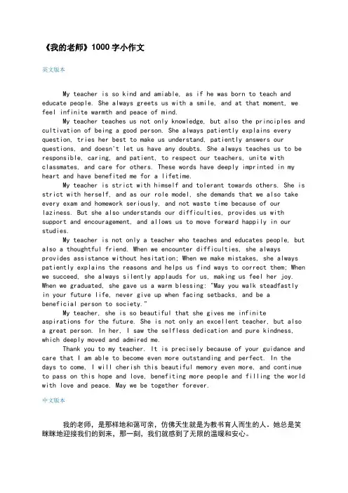 《我的老师》1000字小作文