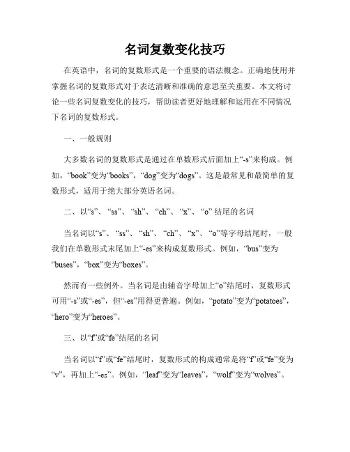 名词复数变化技巧