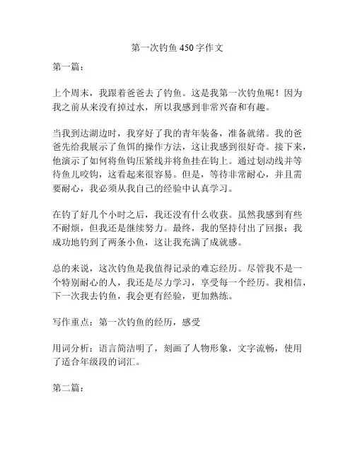 第一次钓鱼450字作文