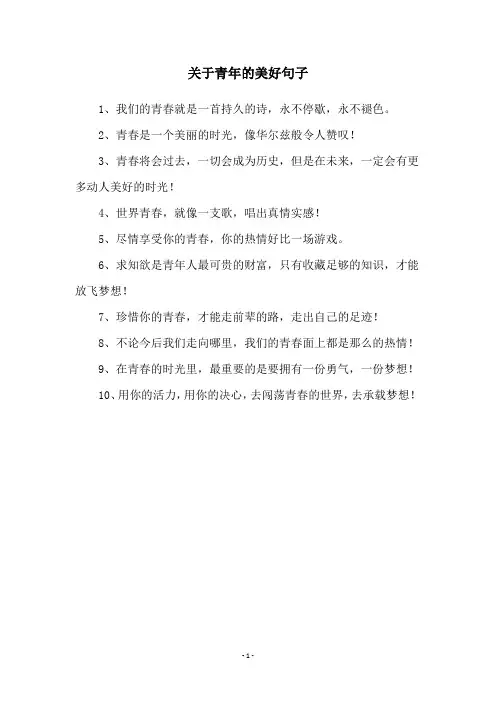 关于青年的美好句子
