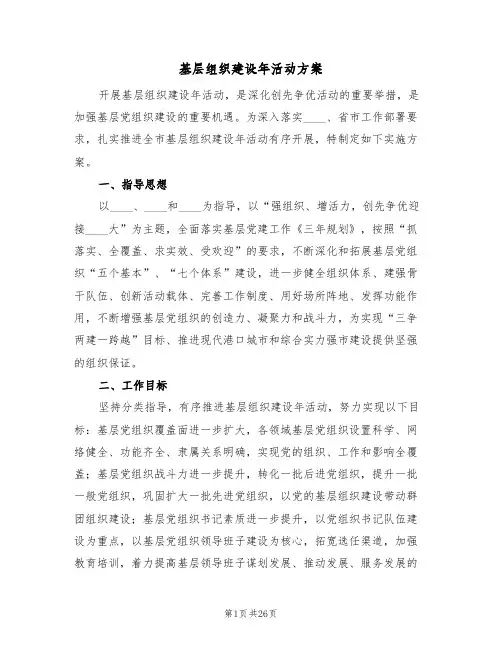 基层组织建设年活动方案(5篇)