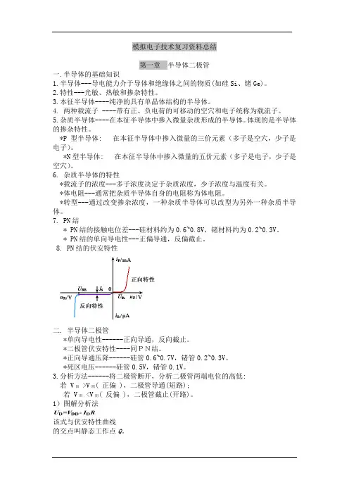 (完整版)模拟电子技术基础-知识点总结