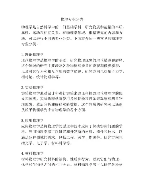 物理专业分类