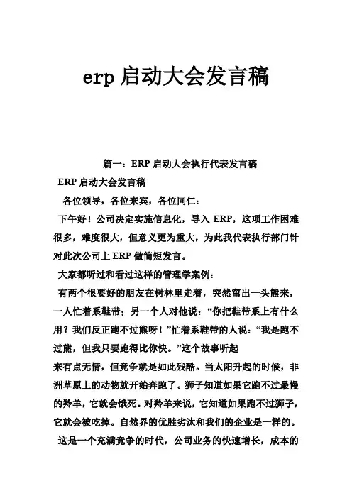 erp启动大会发言稿