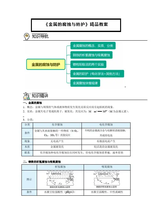 《金属的腐蚀与防护》精品教案