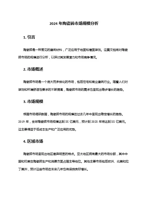 2024年陶瓷砖市场规模分析