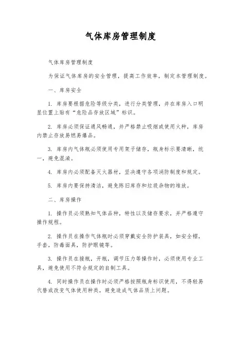 气体库房管理制度