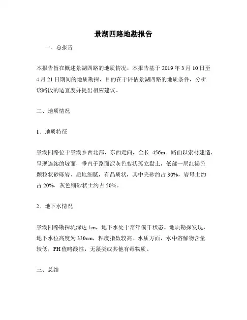景湖四路地勘报告