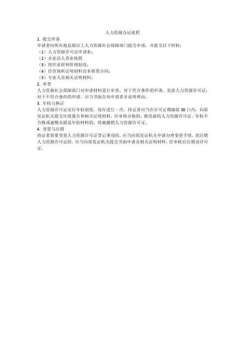 人力资源办证流程