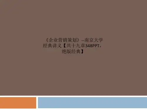 《企业营销策划》--南京大学经典讲义【共十九章348PPT,绝版经典】