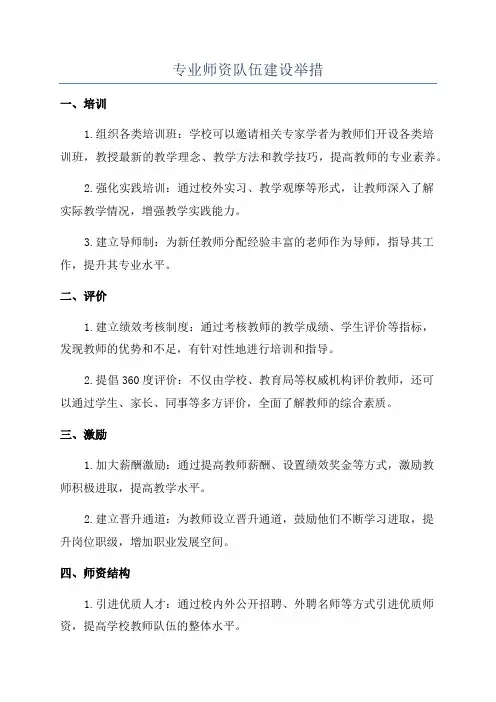 专业师资队伍建设举措