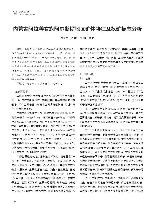 内蒙古阿拉善右旗阿尔斯楞地区矿体特征及找矿标志分析