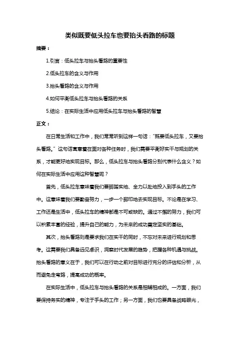类似既要低头拉车也要抬头看路的标题
