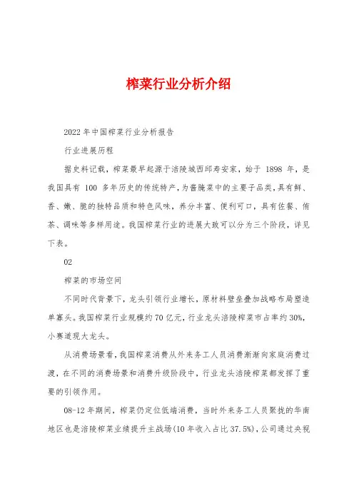 榨菜行业分析介绍